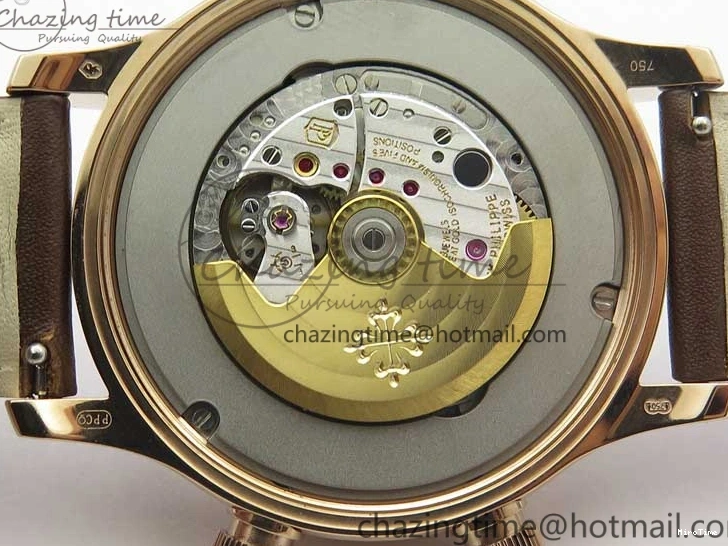 MIROTIME 0323 Calatrava 5524R Pilot Travel Time RG GRF Brown Dial on Brown Leather Strap MIYOTA TopPick 7155